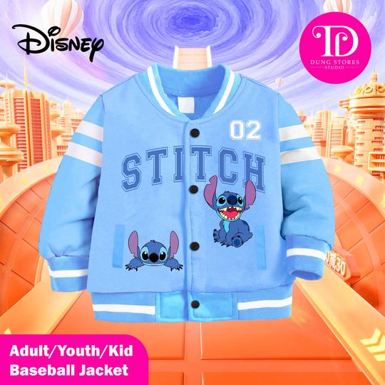 Discover Disney Varsity Jacket Stitch Ohana, Unisex Baseball Jacket, Family Matching Disney Outfit