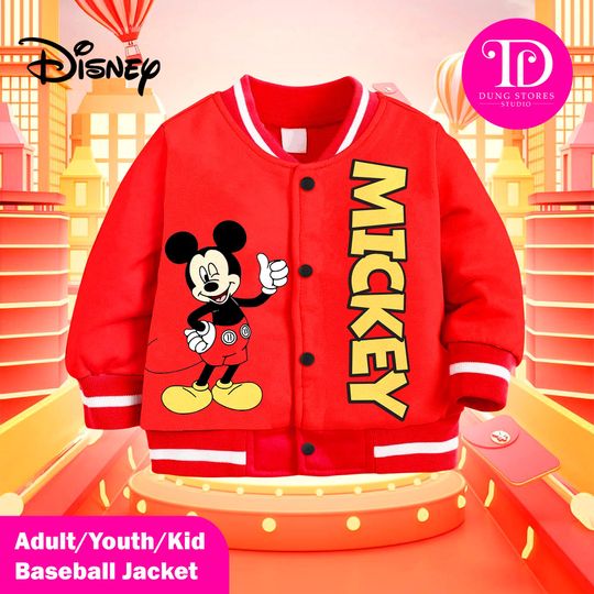 Discover Mickey Mouse Family Jacket, Disney Baseball Varsity Jacket, Adult and Kids Matching Outfit
