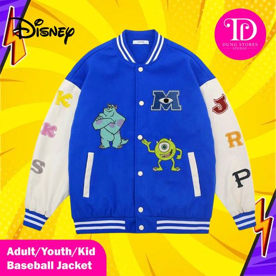 Discover Disney Monsters University Embroidered Varsity Jacket, Funny School Shirt, Teacher Sweatshirt, Disney Trip Jacket 2025, Monster Inc Jacket