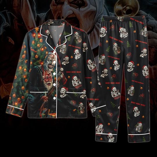 Discover Scary Clown Christmas Pajamas Set Adult Sleepwear