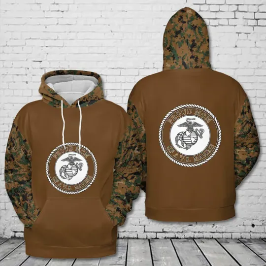 Discover Marine Proud Mom 3D Hoodie, Christmas Gift