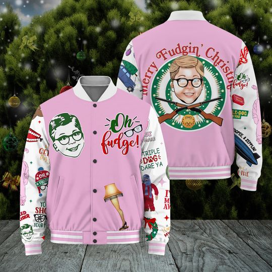 Christmas Story Baseball Jacket, Funny Holiday Movie Coat, Retro Xmas Gift, Christmas Jacket for Men Women