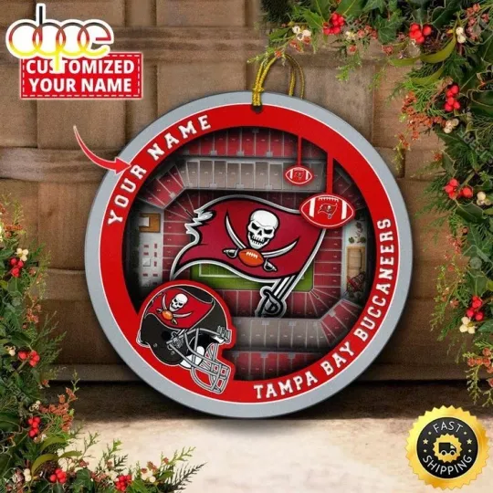 Personalized Tampa Bay Football Buccaneers Team Christmas Ceramic Ornament Gift