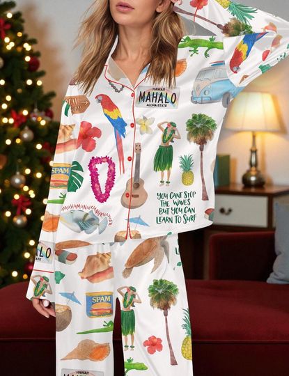 Discover Hawaii Planner Pajama Set for Women Nightwear and Lounge Sets