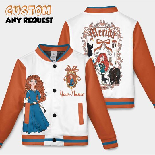 Discover Custom Princess Merida Varsity Jacket, Personalized Disney Princess Merida Baseball Jacket, Kids Youth Adult Varsity Jacket