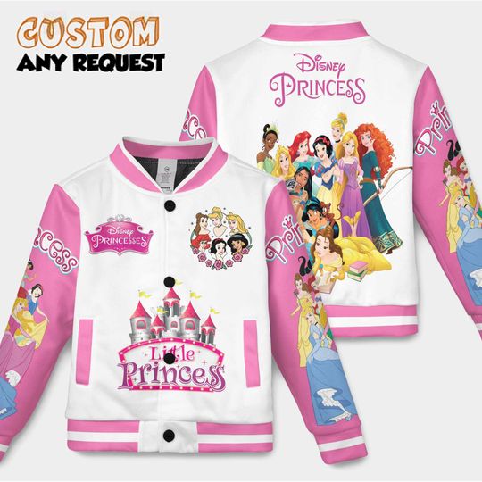 Discover Princess Disney Varsity Jacket For Adult Kids Youth Varsity Jacket, Coquette Bow Kids and Youth Baseball Jacket, Aldult Unisex Varsity