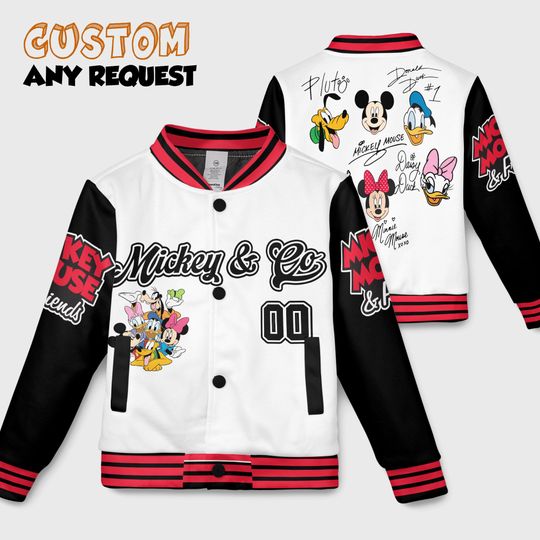Discover Personalized Vintage Disney Mickey And Co Baseball Jacket, Retro Disneyworld Varsity, Disneyworld Florida Jacket, Mickey And Friends Jacket
