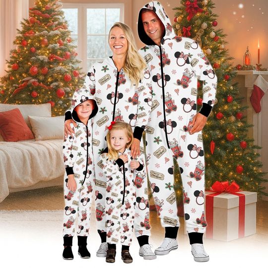 Discover Disney Mickey Christmas Onesie Pajamas for Adults and Kids, Holiday Loungewear, Cute Xmas Gift Set