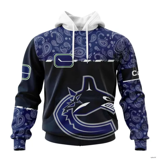 Personalized Vancouver Canucks Hoodie Pullover Hockey With Paisley Pattern Gift