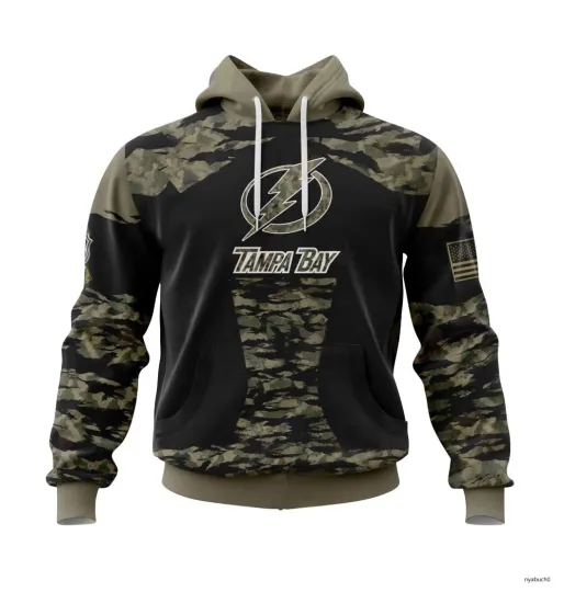 Discover Tampa Bay Lightning Hoodie Personalize Military Camo Hockey Team Christmas Gift