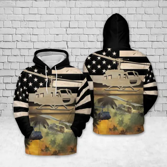 Discover US Army Bell UH-1 Iroquois Vietnam War Hoodie 3D, Christmas Gift