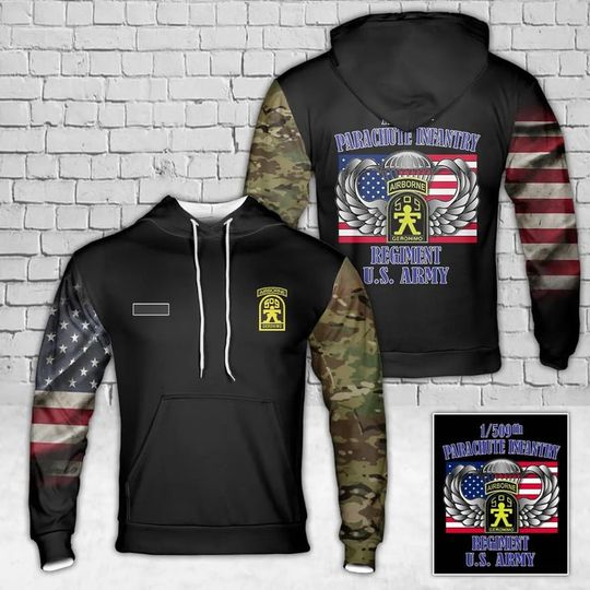 Discover Custom Name US Army 1/509th Parachute Infantry Regiment Hoodie 3D, Christmas Gift