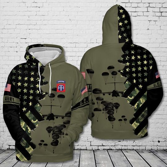 US Army Paratroopers With The 82nd Airborne Division Parachute 3D Hoodie, Christmas Gift