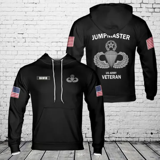 Discover Custom Name US Army Paratrooper Veteran Jump Master 3D Hoodie, Christmas Gift