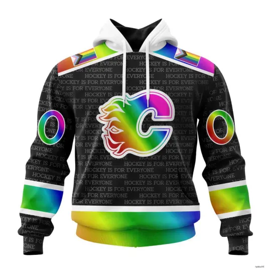 Discover Personalized Calgary Flames Hoodie Special Pride Design Hockey Is For Everyone