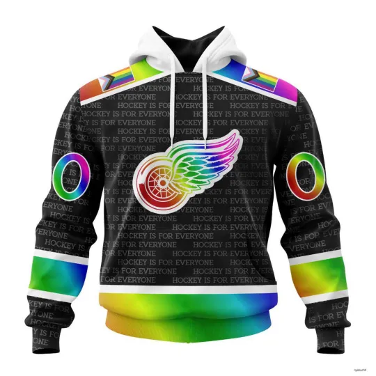 Discover Personalize Detroit Red Wings Hoodie Special Pride Design Hockey Is For Everyone