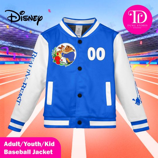 Discover Personalized Beauty and the Beast Baseball Jacket, Custom Varsity Jacket for Kids Youth Adults, Disney Couple Jacket, Matching Team Outfit
