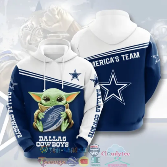 Discover Baby Yoda football Dal@las Cow!boys 3D Hoodie