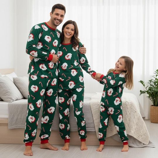 Discover Santa Long Sleeve Pajamas Set, Festive Christmas Pajamas Family, Holiday Matching Pajamas, Xmas Gift