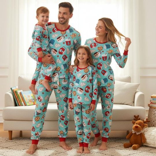 Discover Christmas Long Sleeve Pajama Set for Adults, Festive Family Matching Sleepwear, Holiday Christmas Lounge Wear