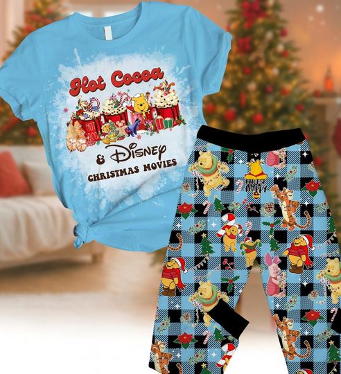 Christmas Winnie the Pooh T-Shirt & Pajama Sets for Kids with Eeyore, Piglet, Tigger Design