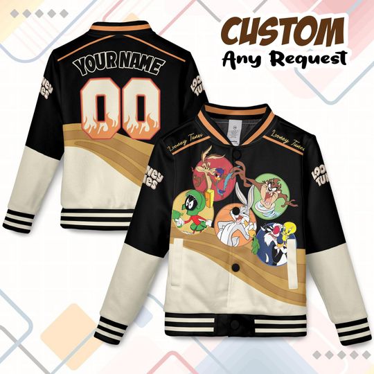 Looney Tunes Bomber Jacket, Marvin Tweety And Taz Funny Cartoon Characters, 90s Style Streetwear Gift