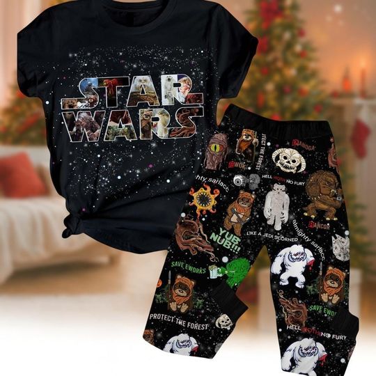 Discover Christmas Star Wars Tshirt Pants, Darth Vader Stormtrooper Boba Fett Holiday Pajamas, Disney Xmas Pjs