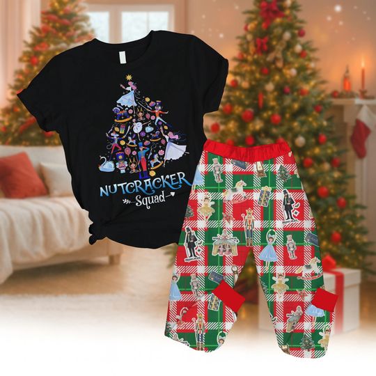 Christmas Nutcracker Tshirt Pants Pajamas Set, Nutcracker Ballet Shirt, Xmas Pajama Gift