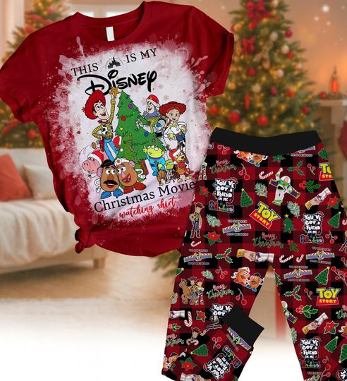 Discover Disney Toy Story Christmas Tshirt Pants, Pixar Buzz Lightyear Xmas Pajamas, Disney Holiday Pajamas, Christmas Pjs Gift