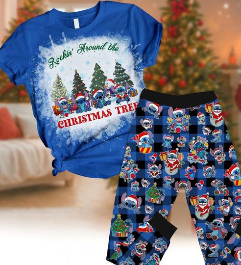 Discover Christmas Stitch T-Shirt and Pajama Set with Lilo and Stitch Family Matching