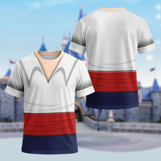 Discover Disney The Little Mermaid Halloween Costume 3D T-Shirt, Prince Eric Cosplay Costume Tee, Halloween Costume For Family Group Matching Shirt