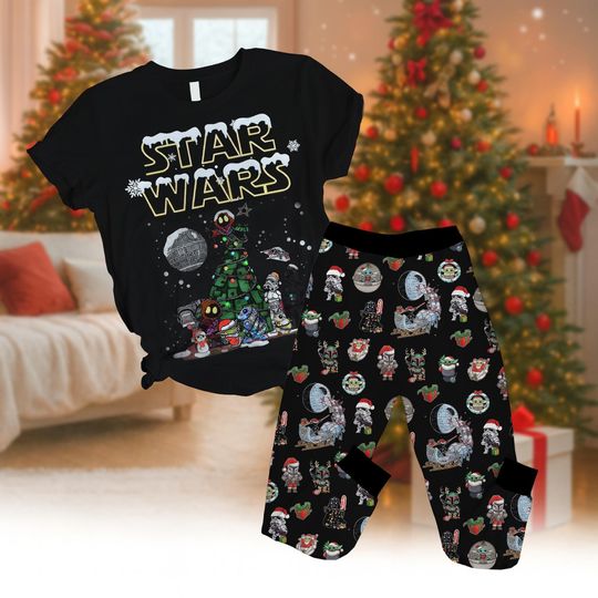 Star Wars Christmas Pajama Set with Stormtrooper Pants and Galaxy's Edge Shirt
