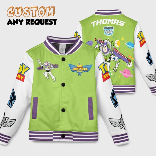 Discover Custom Buzz Lightyear Varsity Jacket Inspired Toy Story, Disney Baseball Jacket, Matching Team Outfit, Disney Varsity Uniform, Birthday Gift