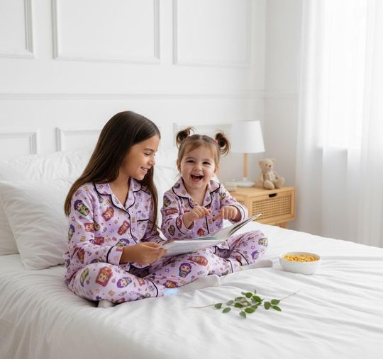 Discover Kpop Demon Hunters Satin Long Pajama Set, Kpop Saja Girls Pajamas, Homewear Set, Kid Pajamas, Men Women Pajamas, Custom Pajamas Gift