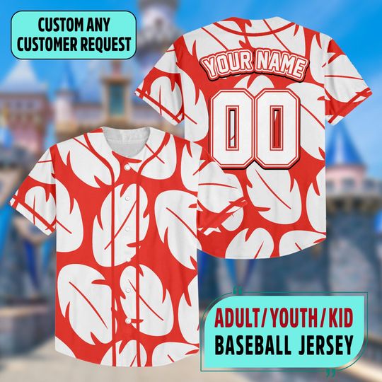 Discover Custom Pelekai Lilo Halloween Baseball Jersey, Disney Stitch Halloween Costume Cosplay Jersey, Lilo Red Leaf Jersey Team, Disneyland Gift