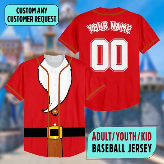 Discover Custom Snow White and Seven Dwarfs Costume Baseball Jersey, Disney Dwarf Jersey, Grumpy Dwarf Halloween Jersey, Princess Cosplay Shirt