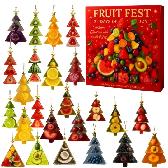 Discover 2025 Christmas Acrylic Advent Calendar 24 Days Decorative Pendant Fruits