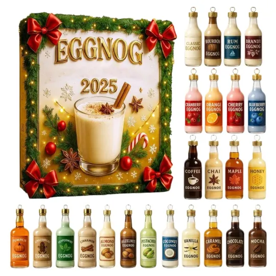 Discover Eggnog Advent Calendar 2025, 2D Acrylic Decor, 24-Day Holiday Ornament