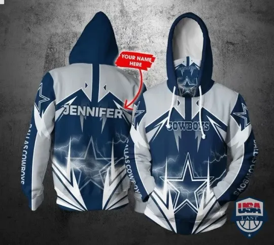 Discover Personalized football Cow@boys Lightning Gaiter 3D Hoodie