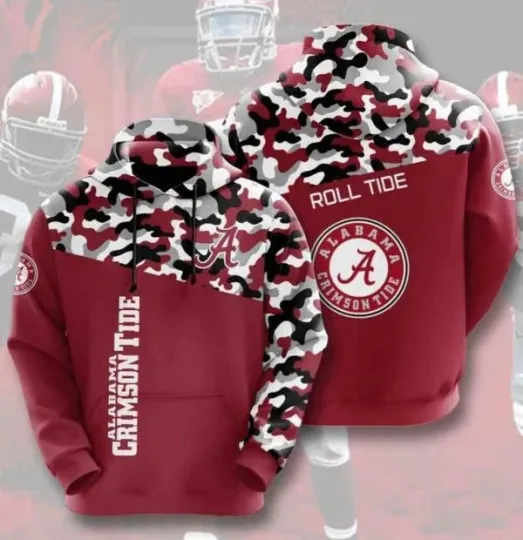 Discover Sports American Football NCAAF Albm Crim@son Ti.de USA 68 Hoodie 3D