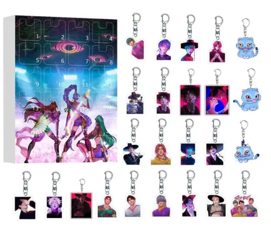 Discover Acrylic Advent Calendar Blind Box Keychain Set - Kpop Demon Hunters Countdown, Zoey Saja Boys Jinu Huntrix Rumi Mira
