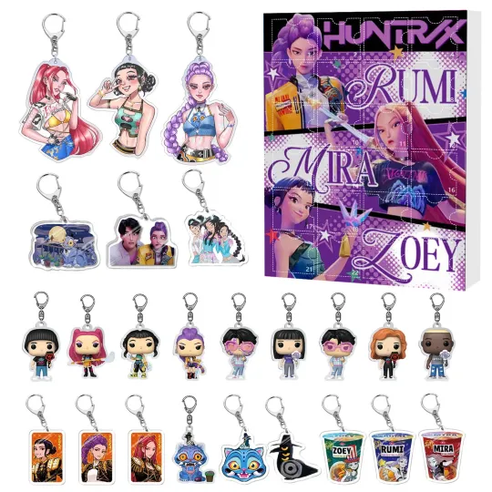 Kpop Demon Hunters Keychain Advent Calendar Blind Box Huntrix Rumi Mira Zoey Saja Jinu Countdown Sets