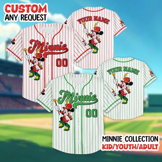 Discover Custom Disney Minnie Nutcracker Christmas Baseball Jersey, Disneyland Kid Youth Adult Christmas Jersey, Minnie And Friends Xmas