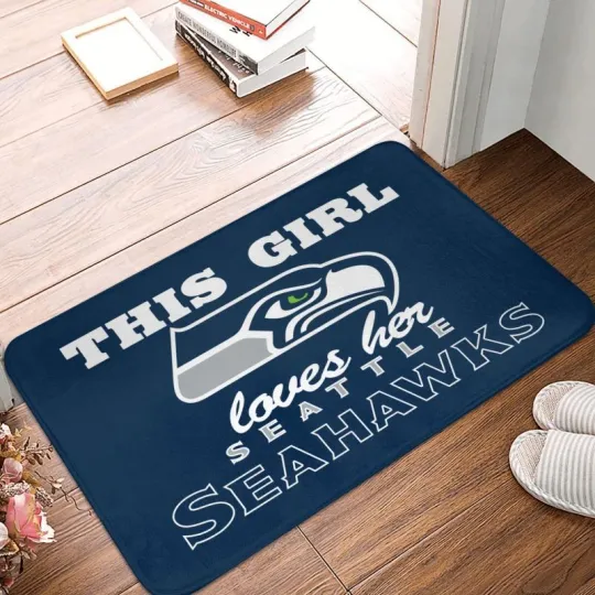 This Girl Loves Her Seattle Seahawks Football Doormat, Gift For Fan