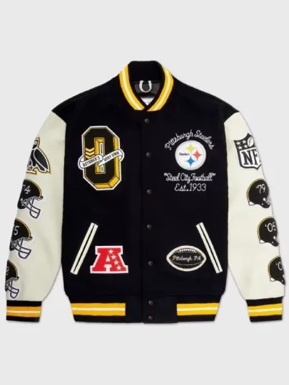 Pittsburgh Steeler Wool Leather Varsity Jacket Men’s OVO Edition Football