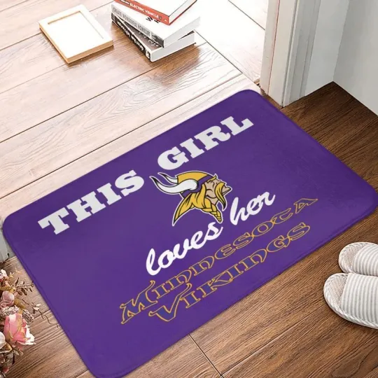 This Girl Loves Her Minnesota Vikings Football Doormat, Gift For Fan