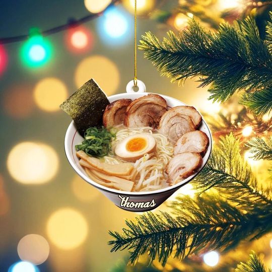 Discover Customized Ramen Flat Ornament, Japanese food ornament, christmas tree hanging, mukkbang lover gift