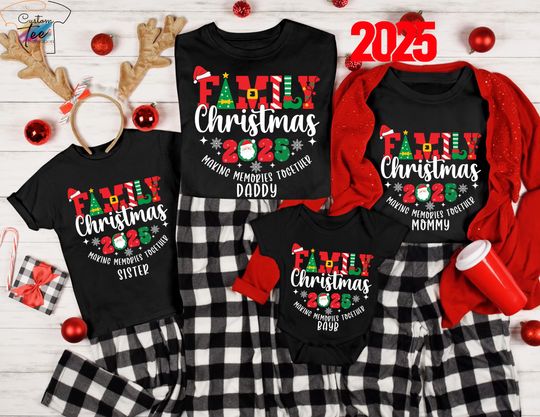 Discover Custom Family Christmas 2025 T-Shirts: Matching Pajamas, Family Christmas 2025 Making Together Shirt, Custom Christmas Pajamas Shirt