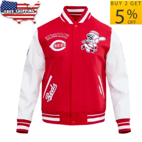 Discover Men's Cincinnati Reds Retro Classic Red/White Varsity Wool Jacket