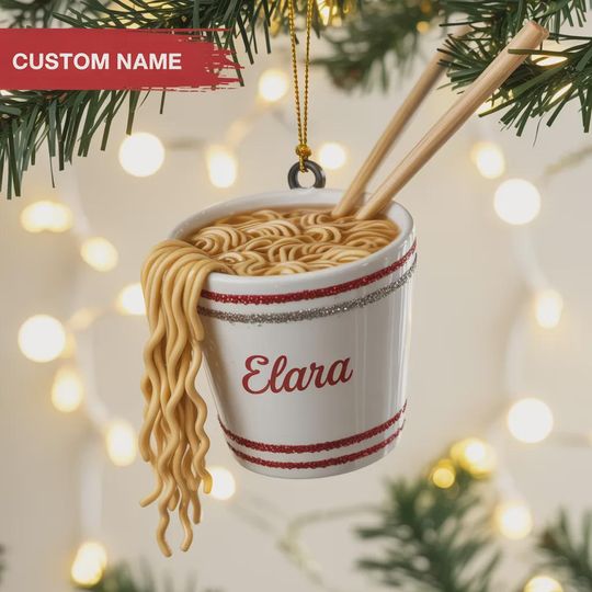 Discover Personalized Ramen Noodle Cup Christmas Ornament, Tree Hanging Decor, Foodie Gift for Her, Holiday Keepsake 2025